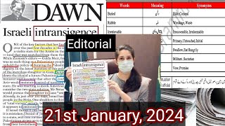 Dawn Editorial With Urdu Translation  Dawn Editorial 21 January 2024  Dawn Newspaper Vocabulary [upl. by Accissej]