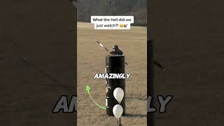 Unbelievable Arrow Trick Shot Curving Arrows to Hit Two Balloons [upl. by Aimak]