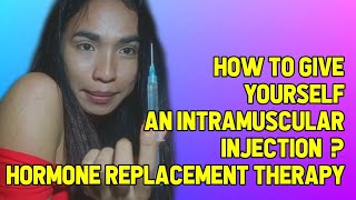 How to give yourself an intramuscular injection  HORMONE REPLACEMENT THERAPY Phenokinon quotFquot [upl. by Airekat]