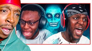 KSI PLAYING SCARY GAMES WITH DEJI REACTION [upl. by Esdnyl]