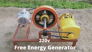 Make Free Energy Generator 220v With 5kw Alternator And Motor Flywheel Free Electricity Generator [upl. by Reinnej955]