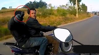 Caught on Camera Brazilian Woman Held at Gunpoint and Forced to Give Up Her Motorbike [upl. by Dielu379]