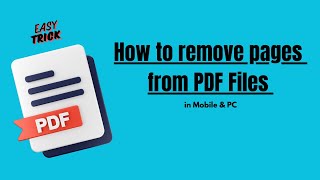 how to remove pages from pdf file  how to remove pages from pdf file in mobile [upl. by Yelyab]