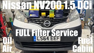 Nissan NV200 15 DCi FULL Filter Service  Oil Air Fuel Cabin  Service Light Reset  K9K 400 [upl. by Jarrid]