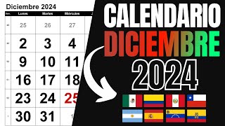 ➥ CALENDARIO DICIEMBRE 2024  DATOS DEL MES DE DICIEMBRE 2024 [upl. by Milena910]