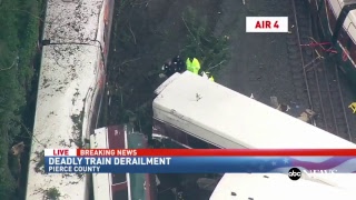 Train derails near Seattle Washington KOMOTV Coverage  ABC News [upl. by Donn830]