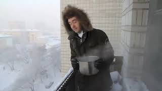 Instant vapor  Boiling water freezes instantly in Siberia [upl. by Amadis]