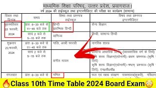 Up board Class 10 time table 2024  Up board exam 2024 time table up board class 10 date sheet 2024 [upl. by Daisie976]