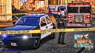 Playing GTA 5 As A POLICE OFFICER City Patrol HPD GTA 5 Lspdfr Mod 4K [upl. by Burrow257]