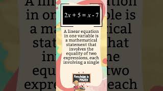 What is a Linear Equation in one Variable math education mathematics maths [upl. by Ahcas]