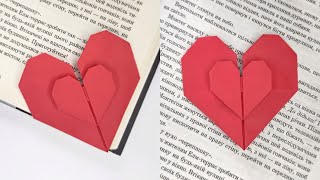 Origami HEART IN HEART bookmark  How to make paper bookmark [upl. by Atcliffe]