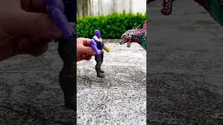 All the superheroes run away when confronted with Dinosaurs  Marvel Toys [upl. by Ortrude]