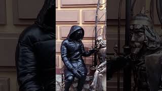 Black leather suits ecoleather hooded down jacket leather trousers boots gloves  respirator [upl. by Yuh]