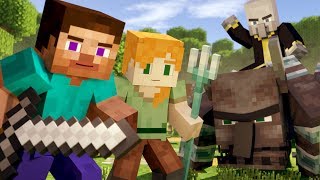 VILLAGE RAID  Alex and Steve Life Minecraft Animation [upl. by Asihtal]