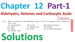 12th solution Aldehyde ketone carboxylic acid chapter12 class12 organic chemistry NCERT part1 [upl. by Sixel418]