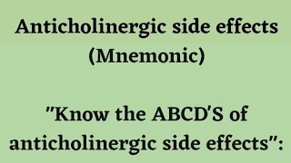 Anticholinergic side effects Mnemonic [upl. by Freeman]