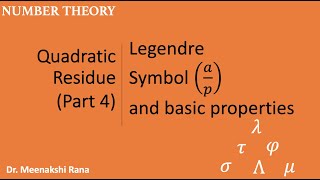 Quadratic Residue Part4 Legendres Symbol and its basic properties [upl. by Glenine478]