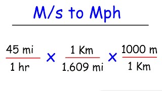 How To Convert Miles Per Hour to Meters Per Second  mph to ms [upl. by Nhguaved]