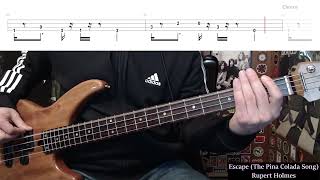 Escape The Pina Colada Song by Rupert Holmes  Bass Cover with Tabs PlayAlong [upl. by Lindsay]