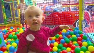 Indoor Playground Family Fun for Kids Part 2 with Spelling  Ball Pits Inflatables Climbing Wall [upl. by Frick]