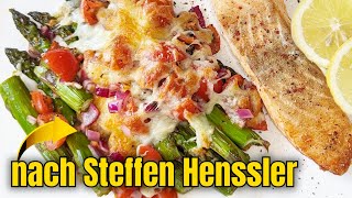 einfach und super schnell grüner Spargel mit Mozzarella aus dem Airfryer nach Steffen Henssler [upl. by Jadd]