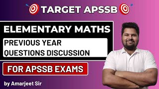 P1 I APSSB I ELEMENTARY MATHS I PREVIOUS YEAR QUESTIONS I by Amarjeet Sir [upl. by Keelin876]