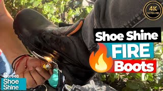 🥾🥾 Boots on Fire 😴😴 ASMR Shoe Shine 🔥🔥 Fire Technique asmr ASMR Shoe Collection [upl. by Marcel69]