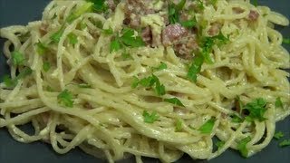 Spaghetti a la Carbonara otro clasico de la cocina Italiana A mi manera [upl. by Heins]