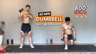 40 Min FULL BODY HIIT WORKOUT With DUMBBELL  BURN A LOT OF CALORIES [upl. by Ruthy]