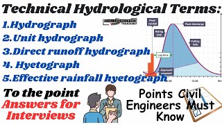 Important Civil QuestionsHydrological TermsHydrographUnit HydrographHyetographRunoff hydrograph [upl. by Nuris]