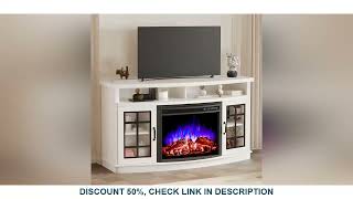 TV Cabinet with 26quot Electric Fireplace for TVs up to 65quot Media Fireplace TV Console Table with Stor [upl. by Aylmar548]