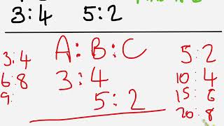 Combining two 2 part ratios into a single 3 part ratio [upl. by Araas]