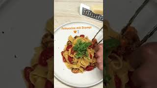 Schnelles Rezept Fettuccine amp Scampi in Weißweinsauce🍴🍤 pasta food recipe mediterranerezepte [upl. by Carmen]