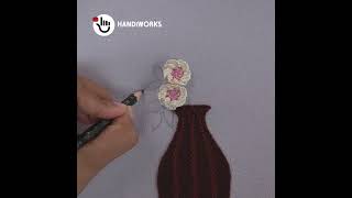 Embroidery flower vase design with fabrics  art fabric diy embroidery [upl. by Arac]