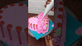 strawberry heart shape cake design Decoration youtubeshorts shorts viral heartcakedecorating [upl. by Leonore]