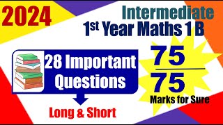 Inter 2024 Inter Maths 1B 1st Year important Questions [upl. by Sharl]