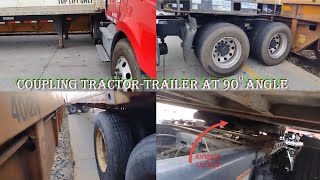 When and how angled coupling of tractortrailer might be attempted This is extremely risky maneuver [upl. by Selassie823]