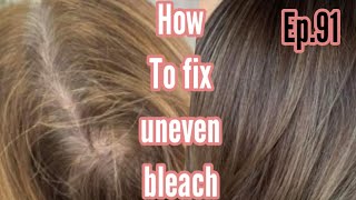 how to fix uneven bleach hair at home ep91 [upl. by Vange372]