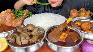 HANDI MUTTON CURRYHANDI CHICKEN CURRYLIVER CURRYEGG CURRYFISH CURRY ASMR EATING [upl. by Chaunce]