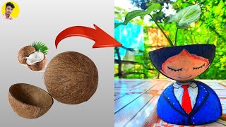 Coconut Shell Planter Diy Indoor Planter coconutshell craft BecreativeMakingdiy [upl. by Yumuk]