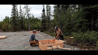 Building the forms for the off grid pole barn footings at our Alaska homestead [upl. by Heater]