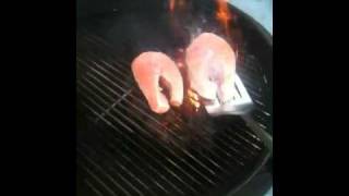 How to prepare Grilled Salmon Steak on Weber BBQ [upl. by Ehtyde]