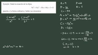 26 Ejercicio elipse ecuación cartesiana a partir de la general método de los coeficientes [upl. by Nanfa866]