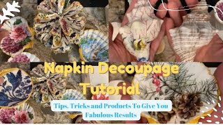 Decoupage with Napkins on Shells Tips and Tricks Tutorial [upl. by Marola]