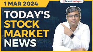 Todays Stock Market News  01032024  Aaj ki Taaza Khabar  Parimal Ade [upl. by Admama]