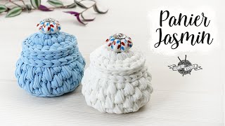 TUTORIEL CROCHET panier quotJasminquot trapilho avec couvercle facile [upl. by Notlef]