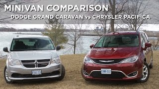 Minivan Comparison  Dodge Grand Caravan vs Chrysler Pacifica  Drivingca [upl. by Treblah]