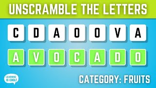 SCRAMBLE WORD GAME CHALLENGE  English Game for Adults  Add Fruits to your English Vocabulary 🍎 [upl. by Odlonra]