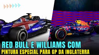 GP DA INGLATERRA RED BULL E WILLIAMS COM PINTURA ESPECIAL PARA A CORRIDA  FORMULA 1 [upl. by Novehs880]