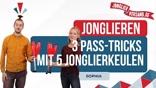 3 PassTricks mit 5 Jonglierkeulen  Jonglierversandde  Passing Tutorial [upl. by Marcus165]